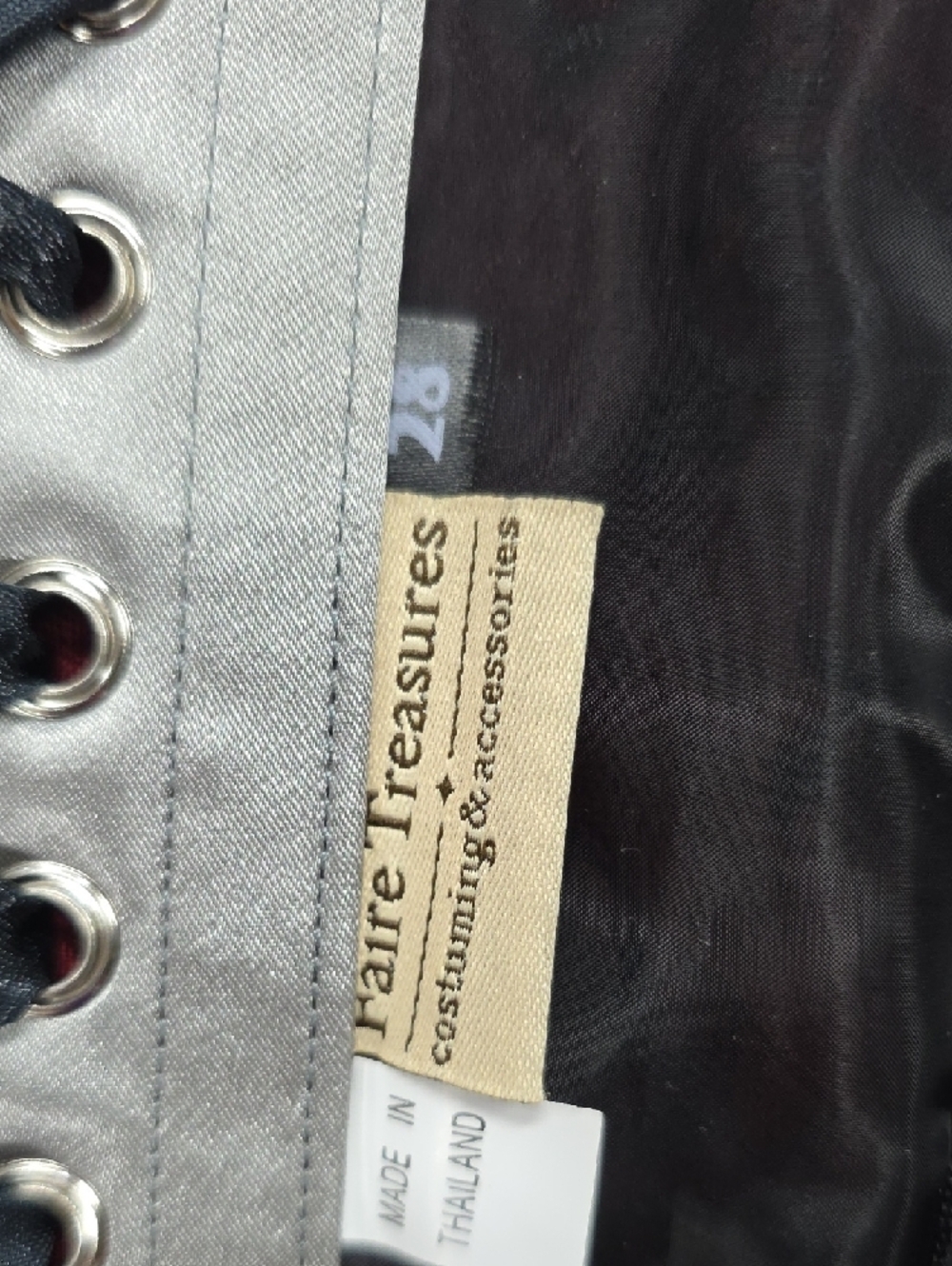 Women's Silver and Black Lace Corset Waist Cincher - Picture 2 of 4